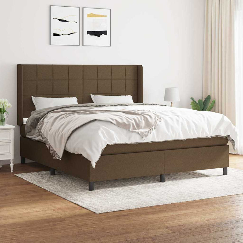 Pat continental cu saltea maro închis 180x200cm material textil