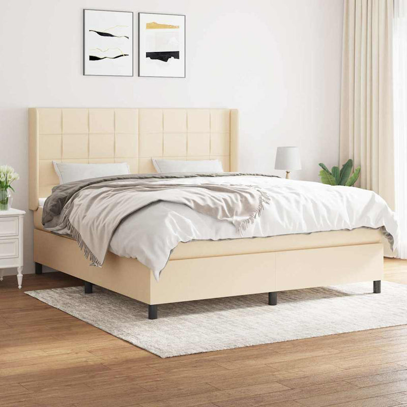 Pat continental cu saltea, crem, 180x200 cm, textil