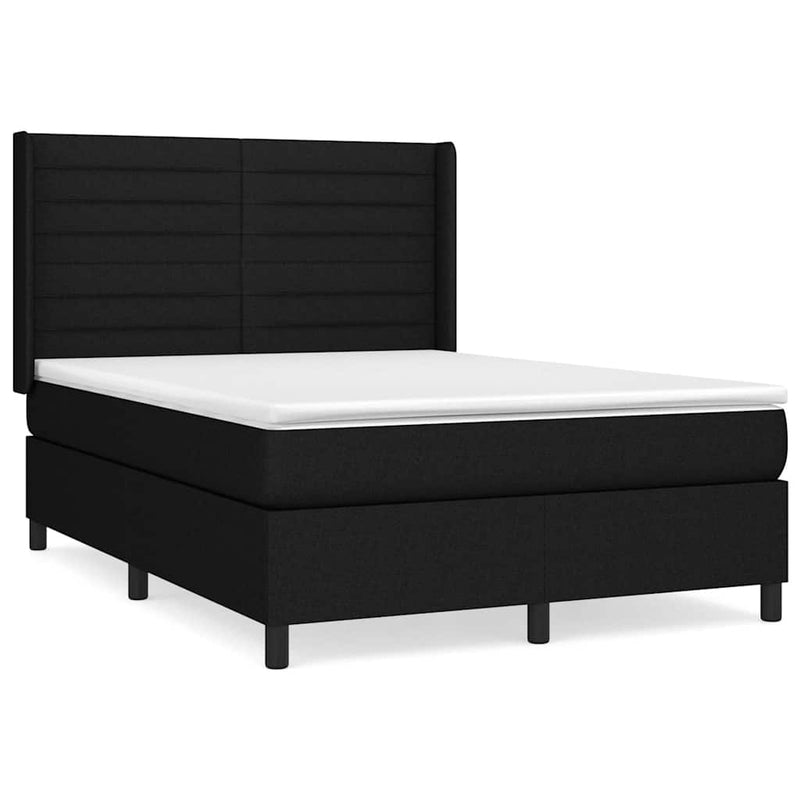 Pat box spring cu saltea, negru, 140x190 cm, textil