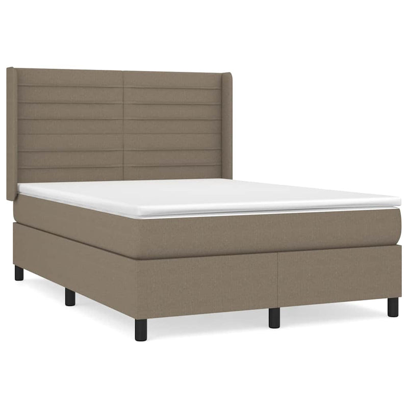 Pat box spring cu saltea, gri taupe, 140x200 cm, textil