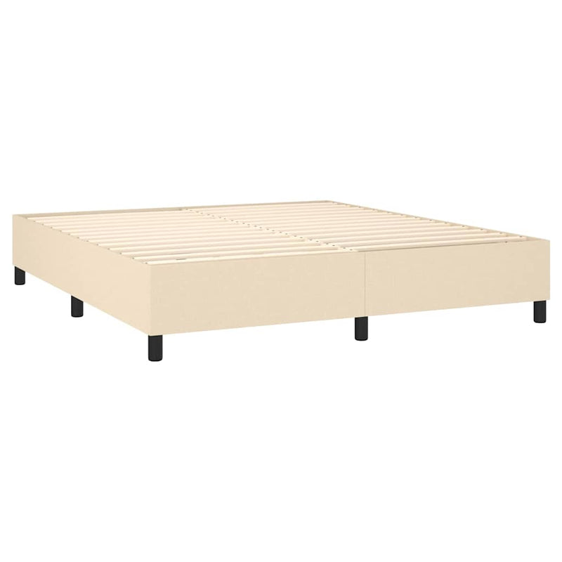 Pat box spring cu saltea, crem, 160x200 cm, material textil