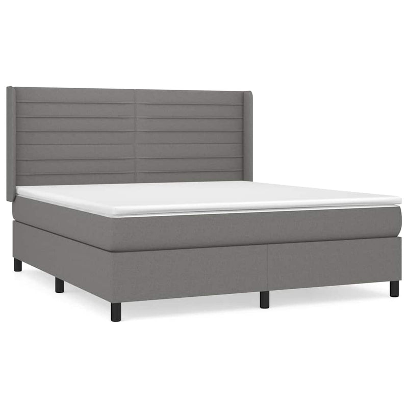 Pat box spring cu saltea, gri închis, 180x200 cm, textil