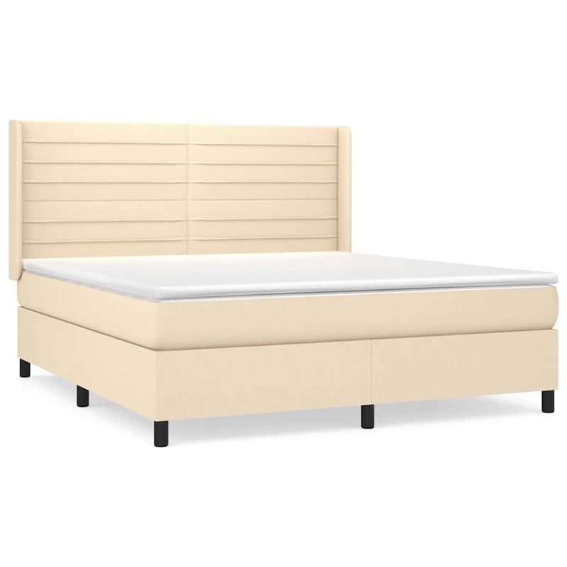 Pat continental cu saltea, crem, 180x200 cm, textil