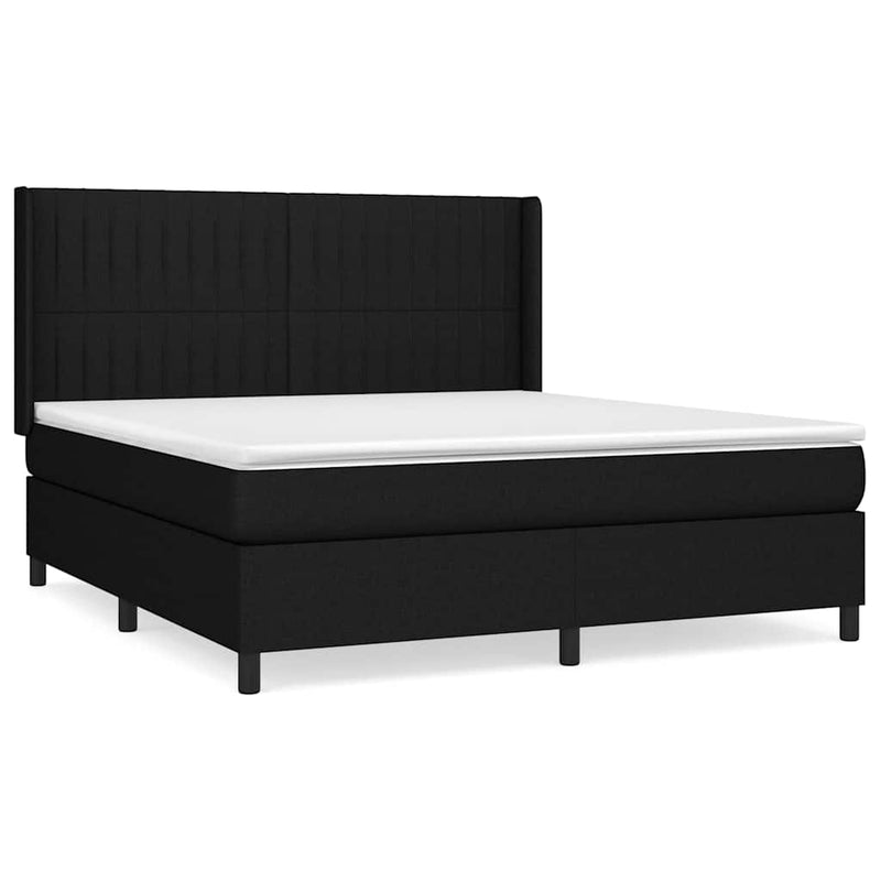 Pat box spring cu saltea, negru, 160x200 cm, textil