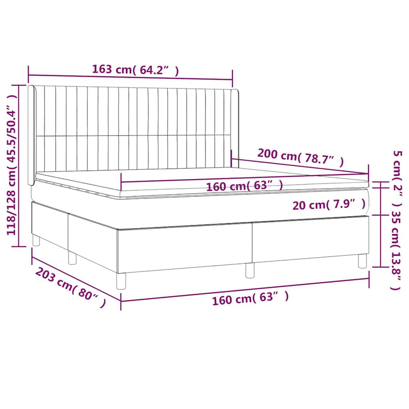 Pat box spring cu saltea, negru, 160x200 cm, textil