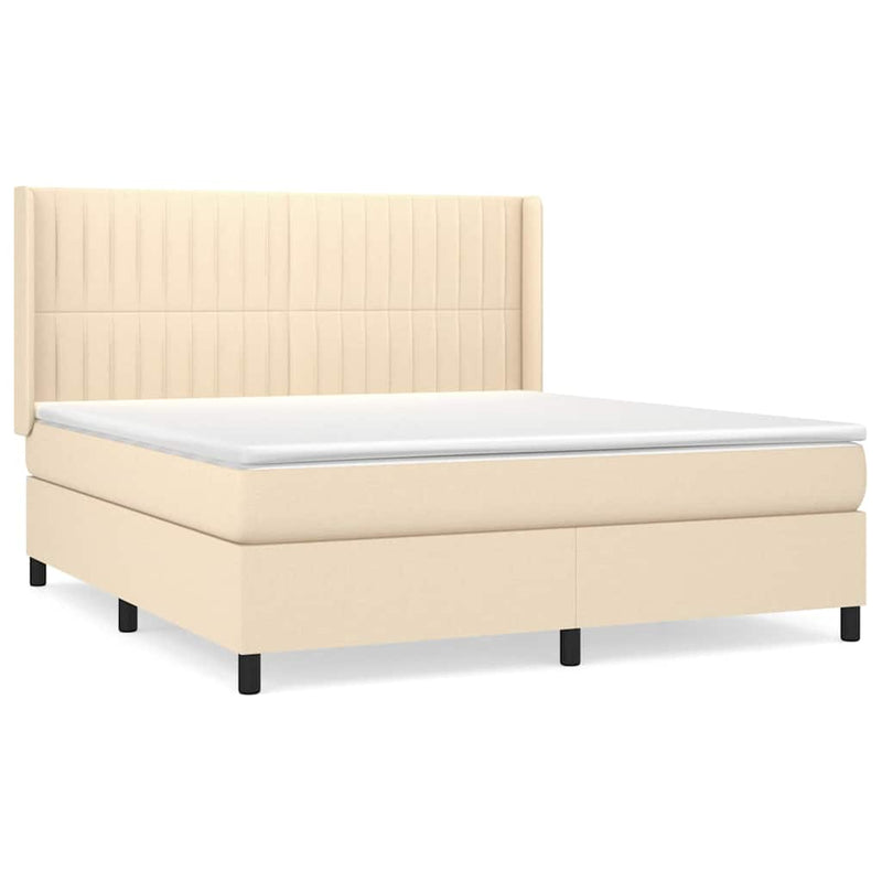 Pat continental cu saltea, crem, 180x200 cm, textil