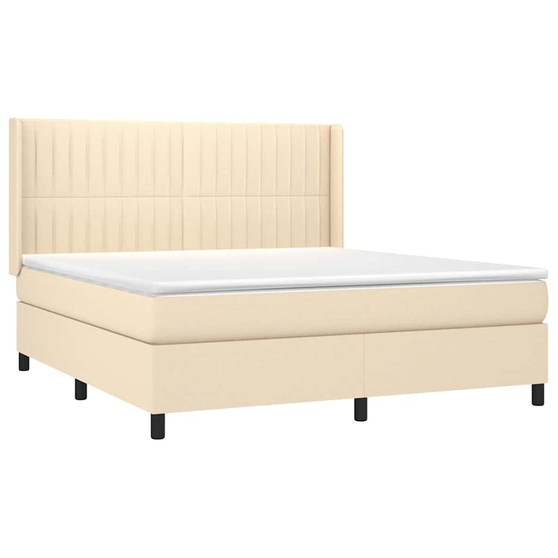 Pat continental cu saltea, crem, 180x200 cm, textil