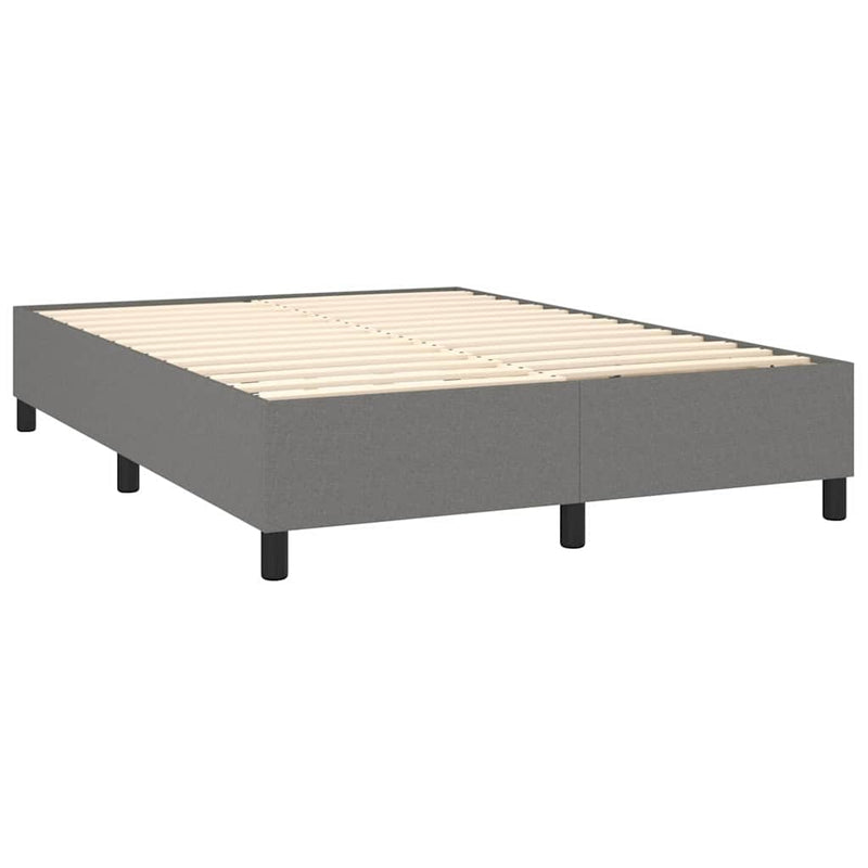Pat box spring cu saltea, gri închis, 140x200 cm, textil