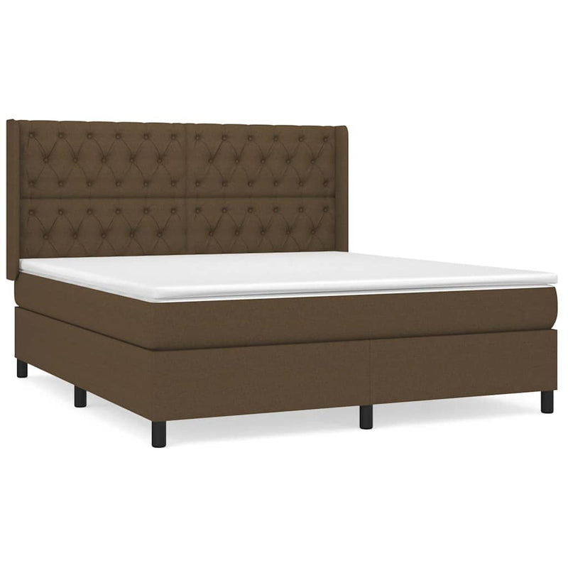 Pat box spring cu saltea, maro închis, 160x200 cm, textil