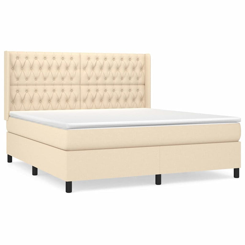 Pat continental cu saltea, crem, 180x200 cm, textil