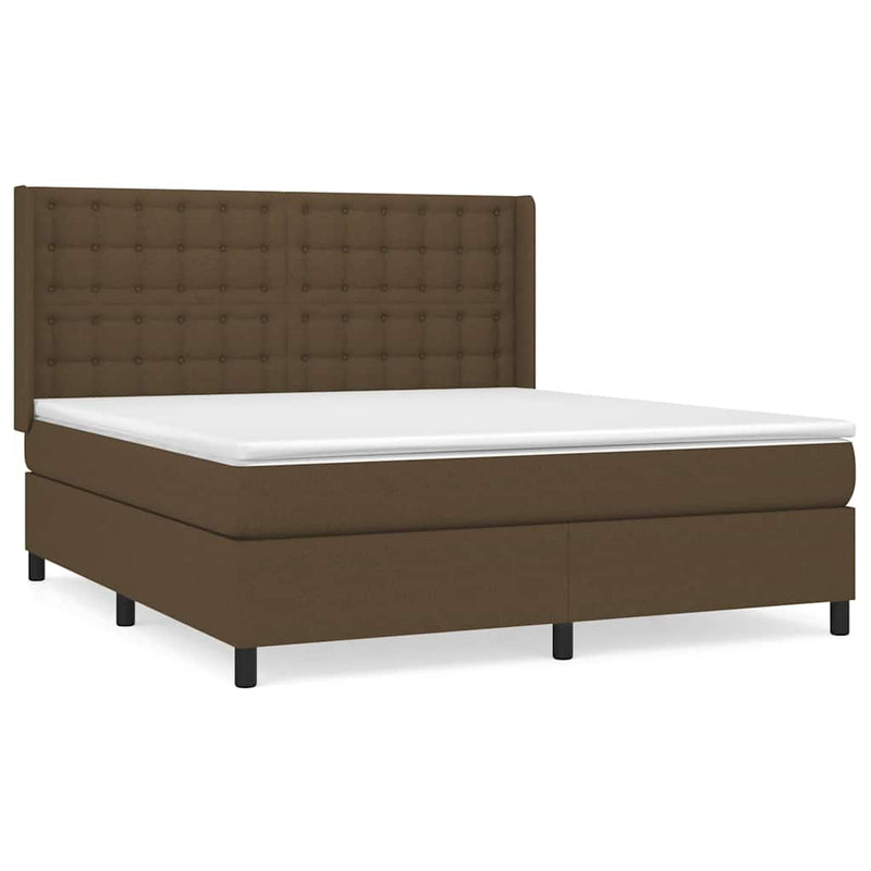 Pat box spring cu saltea, maro închis, 160x200 cm, textil