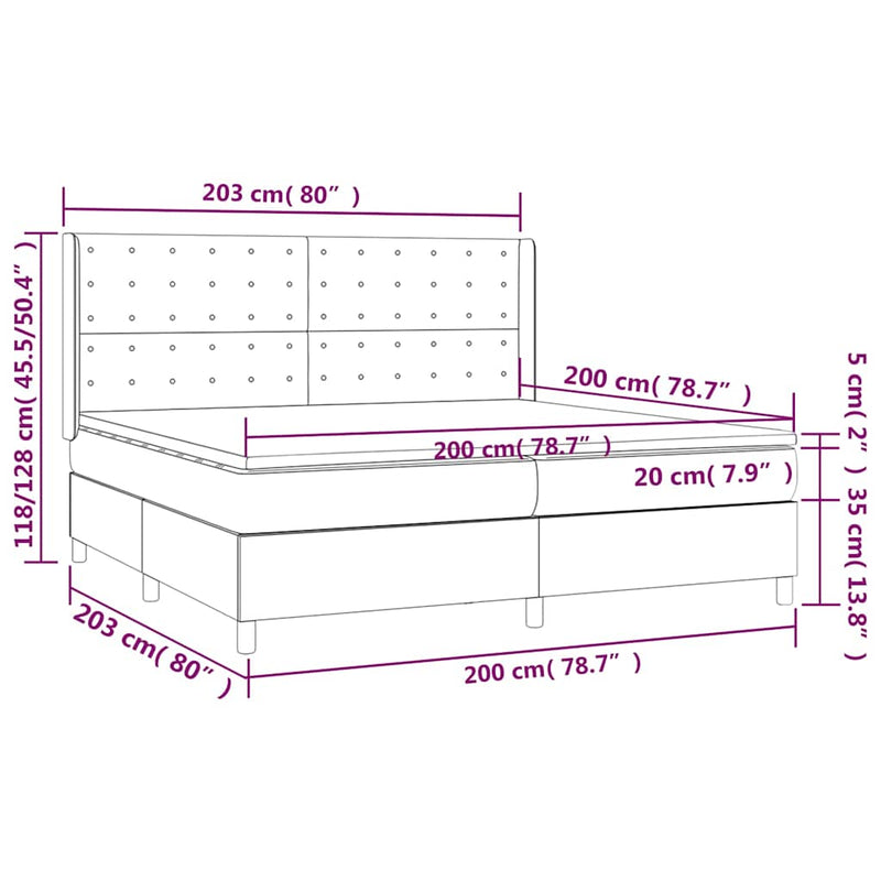 Pat box spring cu saltea, crem, 200x200 cm, textil