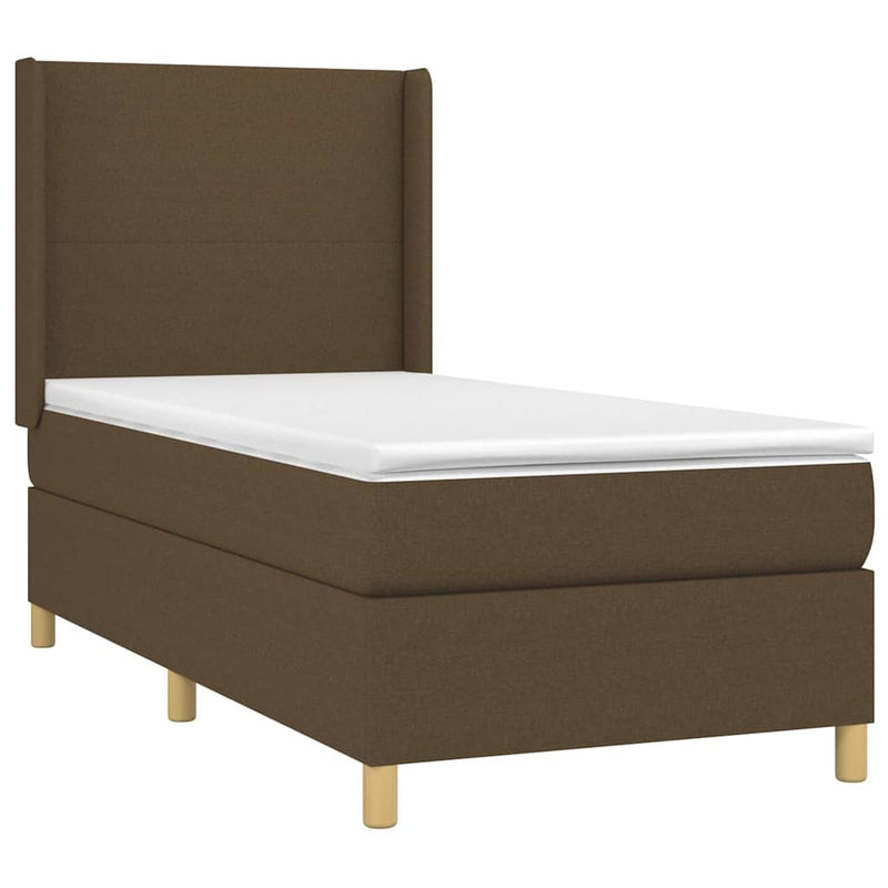 Pat box spring cu saltea, maro închis, 100x200 cm, textil