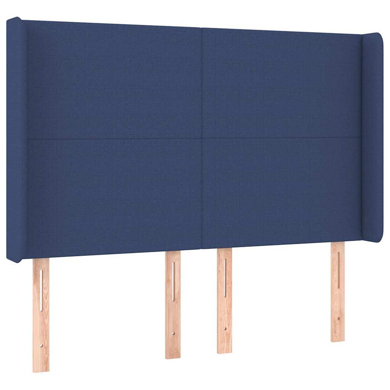 Pat box spring cu saltea, albastru, 140x200 cm, textil
