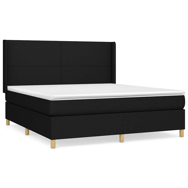 Pat box spring cu saltea, negru, 180x200 cm, catifea