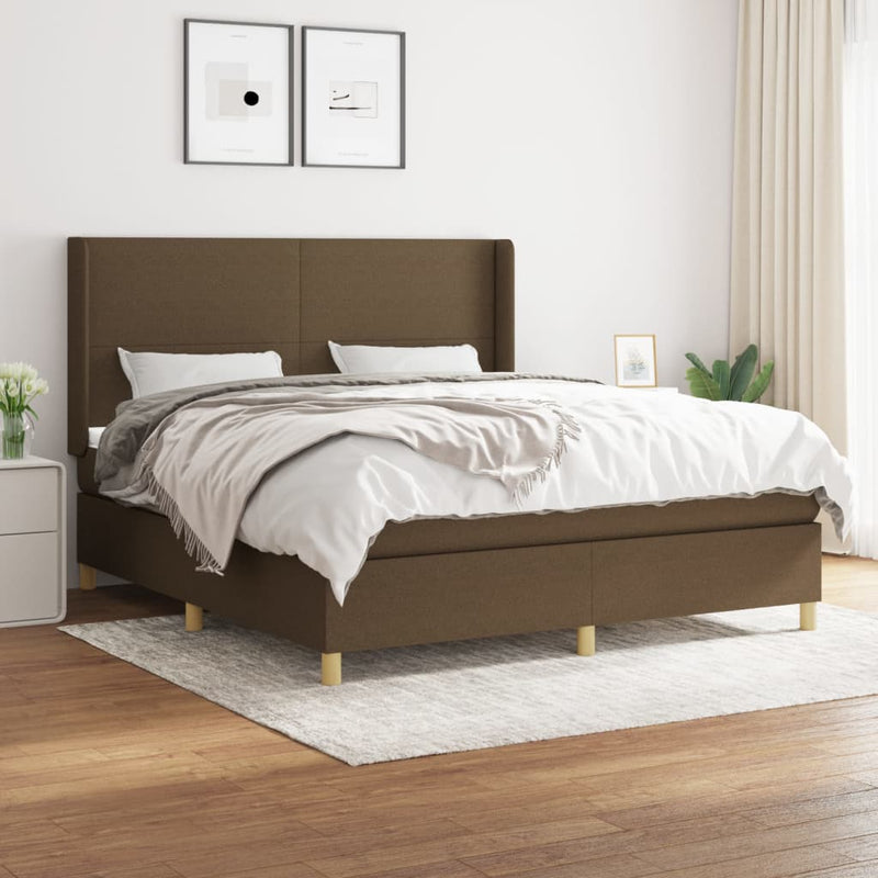 Pat continental cu saltea maro închis 180x200cm material textil