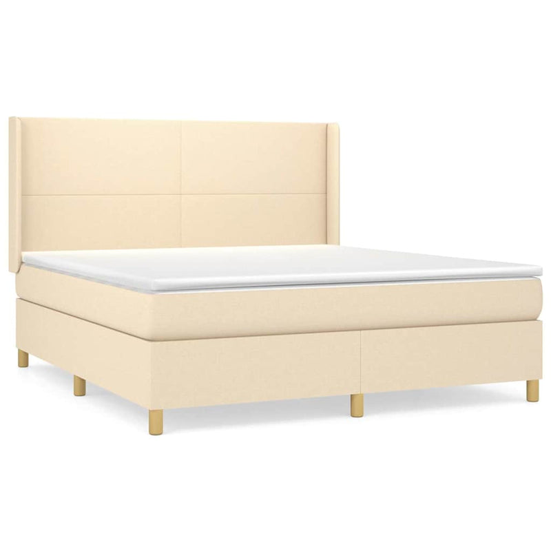 Pat continental cu saltea, crem, 180x200 cm, textil
