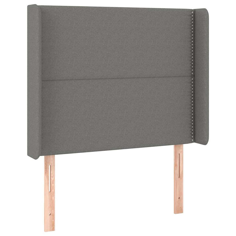 Pat box spring cu saltea, gri închis, 90x190 cm, textil