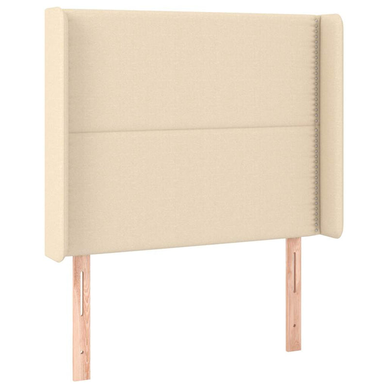 Pat box spring cu saltea, crem, 90x190 cm, textil