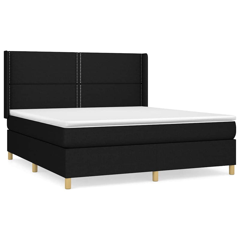 Pat box spring cu saltea, negru, 180x200 cm, catifea