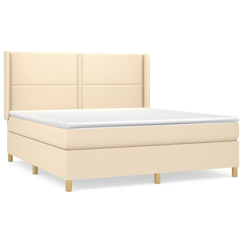Pat continental cu saltea, crem, 180x200 cm, textil