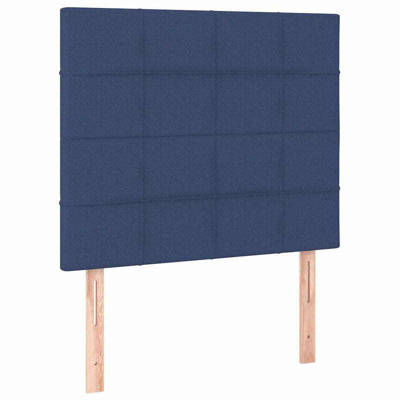 Pat box spring cu saltea, albastru, 90x200 cm, textil