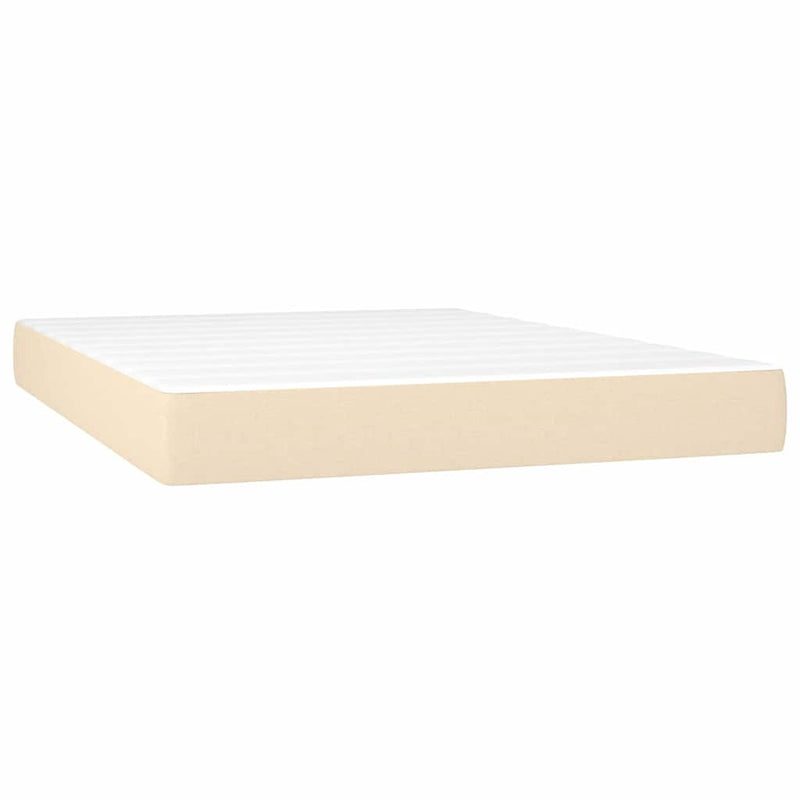Pat box spring cu saltea, crem, 140x200 cm, textil
