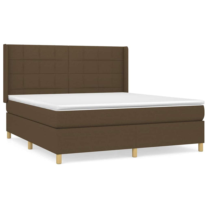 Pat box spring cu saltea, maro închis, 160x200 cm, textil