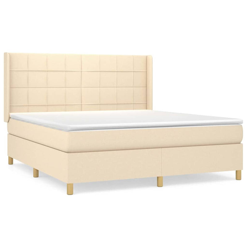 Pat continental cu saltea, crem, 180x200 cm, textil