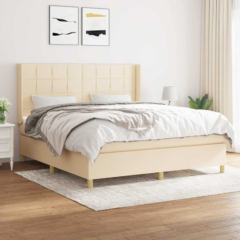 Pat continental cu saltea, crem, 180x200 cm, textil