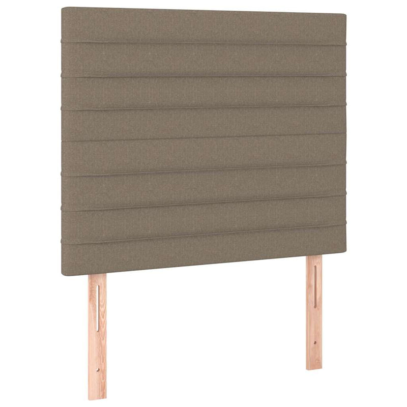 Pat box spring cu saltea, gri taupe, 90x190 cm, textil