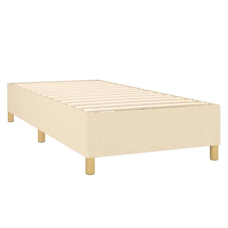 Pat box spring cu saltea, crem, 90x200 cm, textil