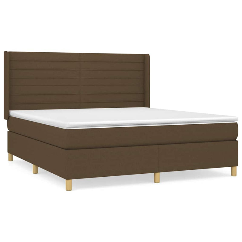 Pat box spring cu saltea, maro închis, 160x200 cm, textil