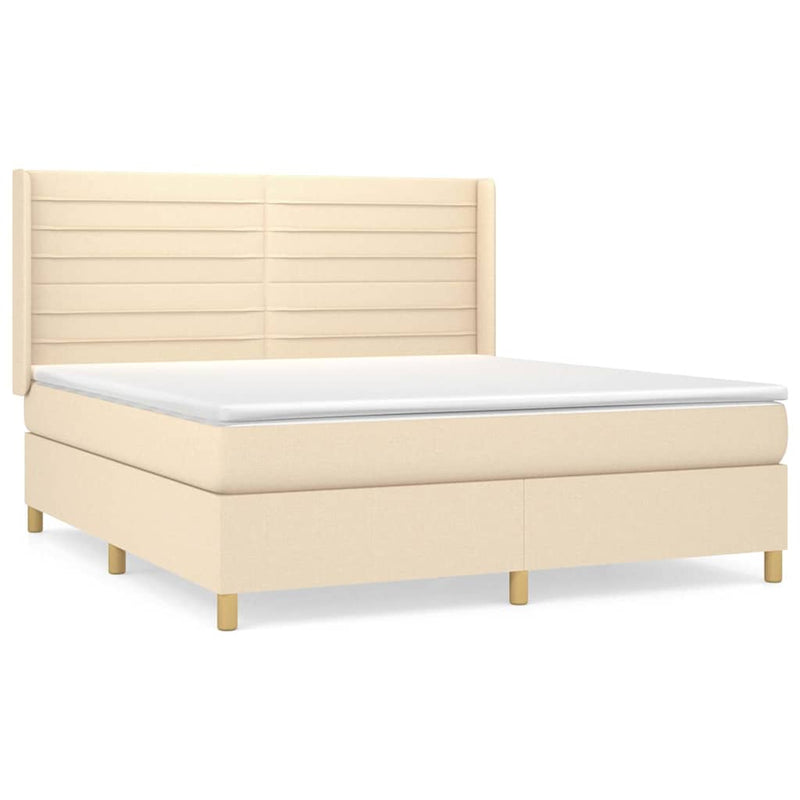 Pat continental cu saltea, crem, 180x200 cm, textil