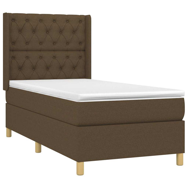 Pat box spring cu saltea, maro închis, 80x200 cm, textil