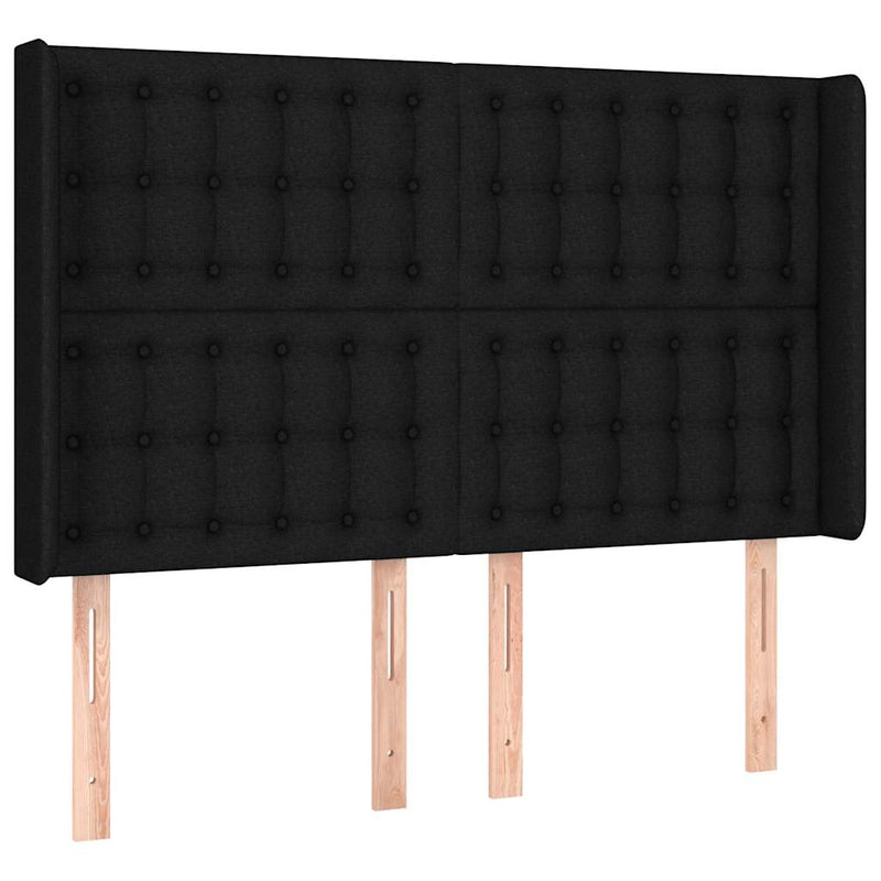 Pat box spring cu saltea, negru, 140x200 cm, textil