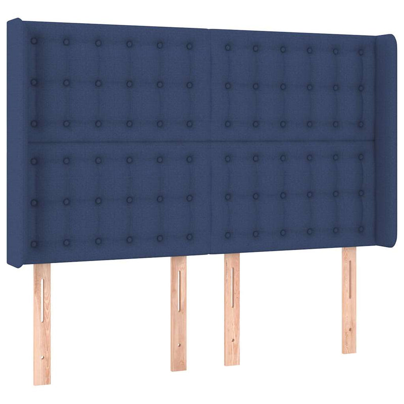 Pat continental cu saltea, albastru, 140x200cm, material textil