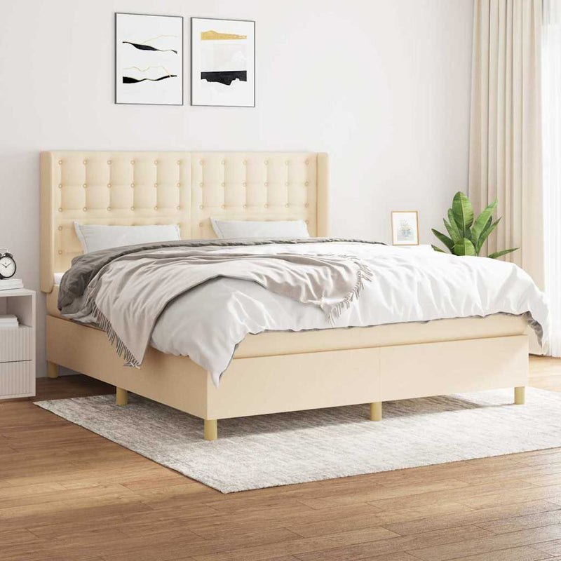 Pat continental cu saltea, crem, 180x200 cm, textil