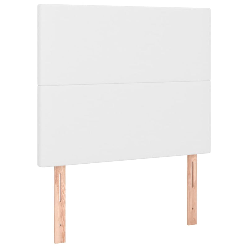 Pat box spring cu saltea, alb, 90x190 cm, piele ecologică