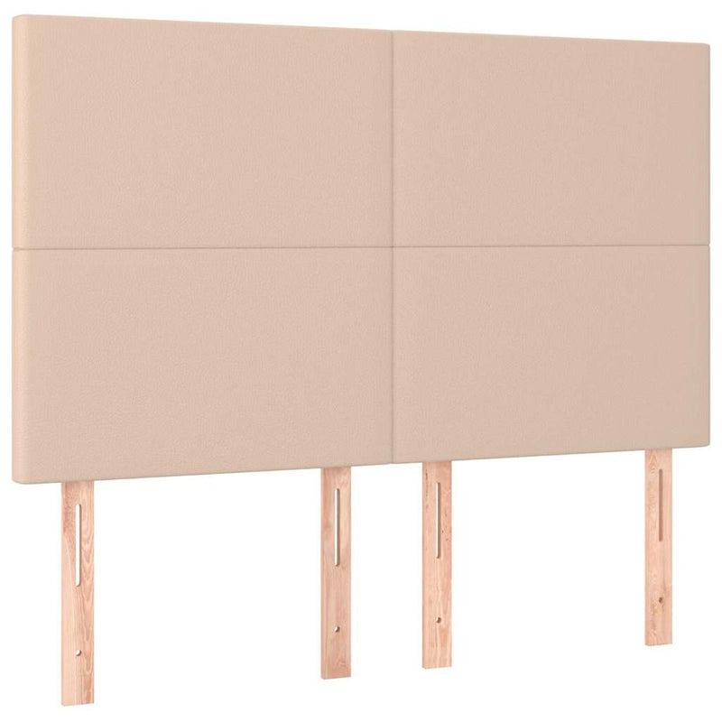 Pat box spring cu saltea, cappuccino, 140x190cm piele ecologică