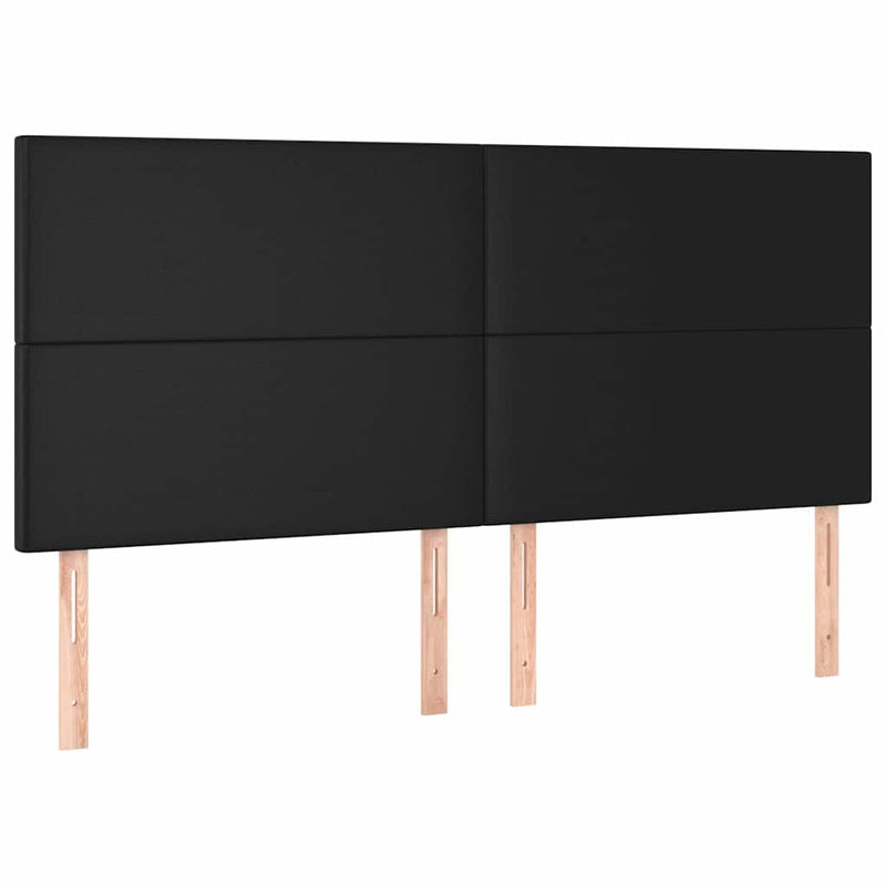 Pat box spring cu saltea, negru, 160x200 cm, piele ecologică
