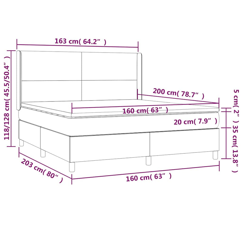 Pat box spring cu saltea, crem, 160x200 cm, piele ecologică