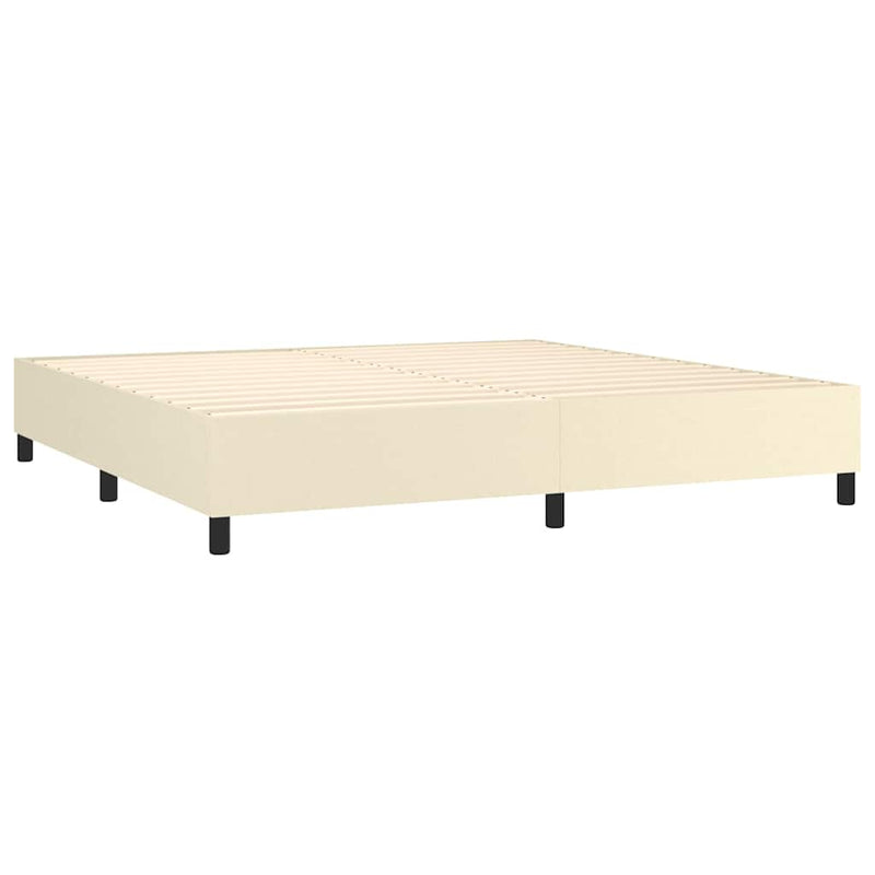Pat continental cu saltea, crem, 200x200 cm, piele ecologică