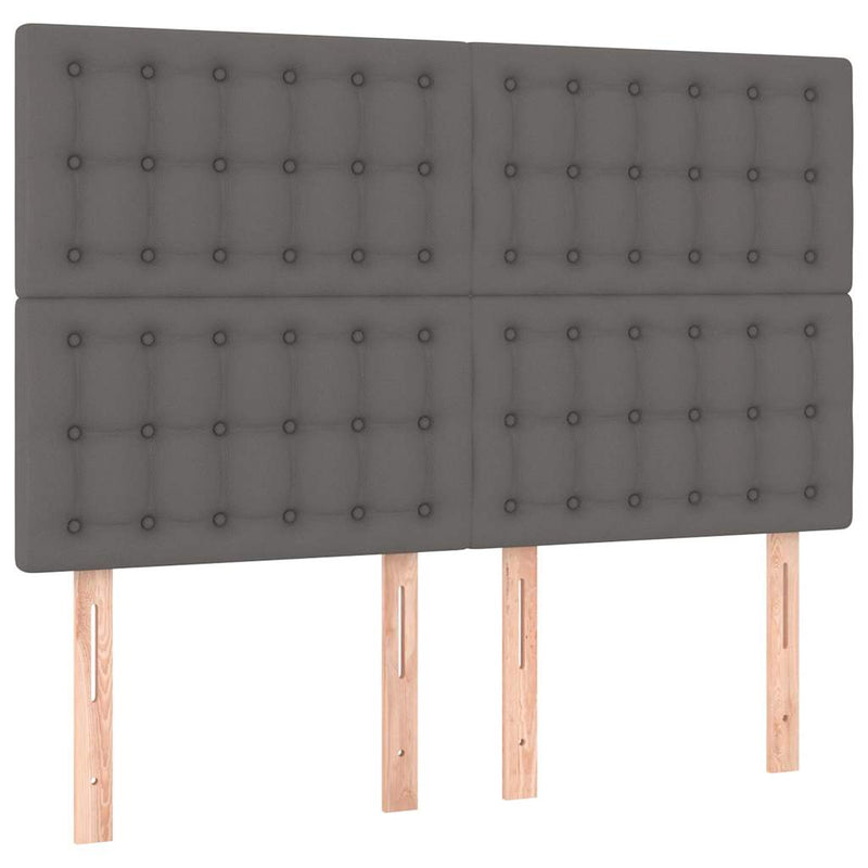 Pat box spring cu saltea, gri, 140x190 cm, piele ecologică