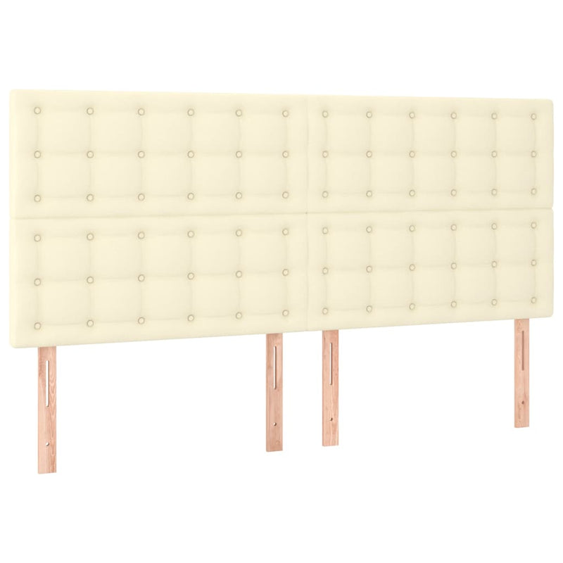 Pat box spring cu saltea, crem, 160x200 cm, piele ecologică