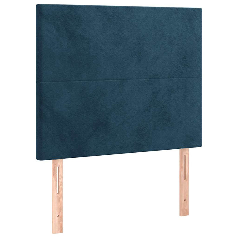 Pat box spring cu saltea, albastru închis, 80x200 cm, catifea