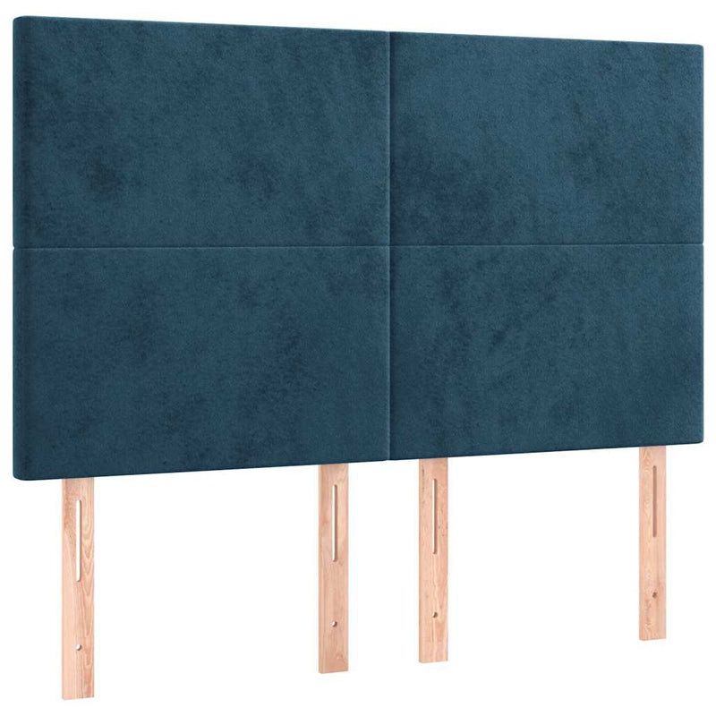 Pat box spring cu saltea, albastru închis, 140x200 cm, catifea