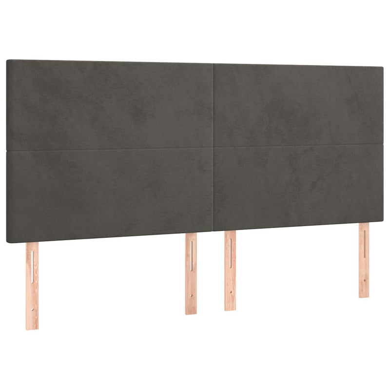 Pat box spring cu saltea, gri închis, 180x200 cm, catifea