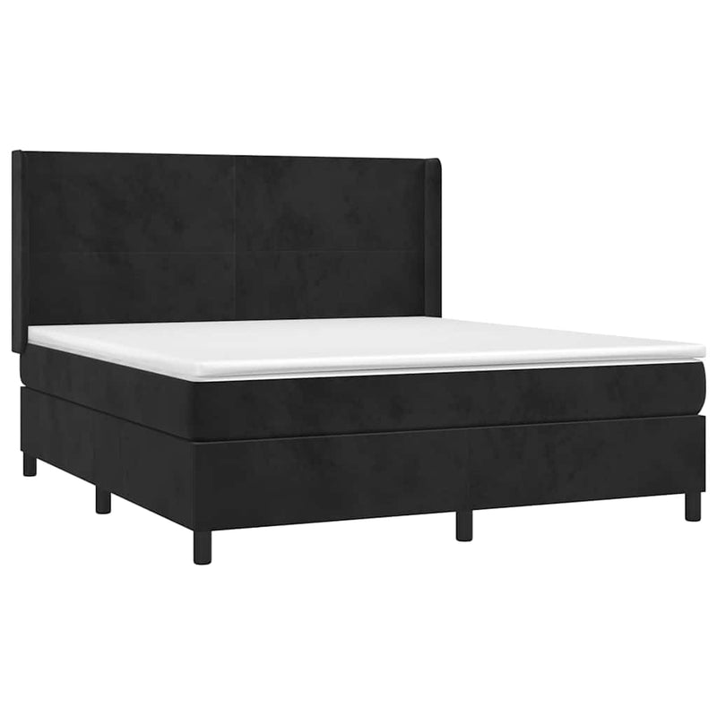 Pat box spring cu saltea, negru, 180x200 cm, catifea