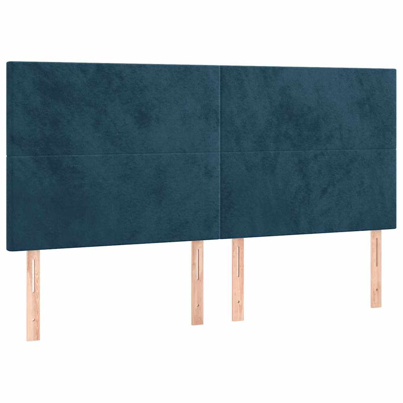 Pat box spring cu saltea, albastru închis, 200x200 cm, catifea